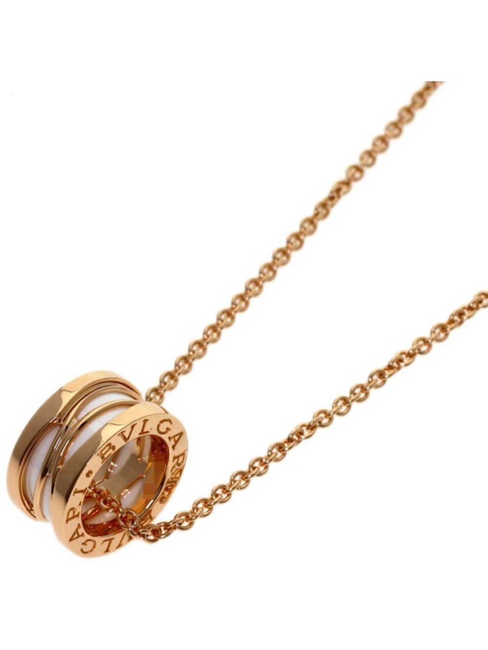Bvlgari B.zero1 Legend White Ceramic Necklace 18k Pink Gold